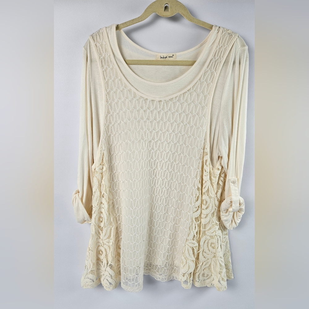 Indigo Soul Lace Detail Cream Top